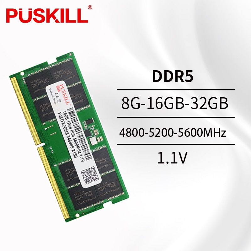 PUSKILL Sodimm Ʈ ޸ , ޸  DDR5, 32GB, 16GB, 8GB, 4800MHz, 5200MHz, 5600MHz, 1.1V